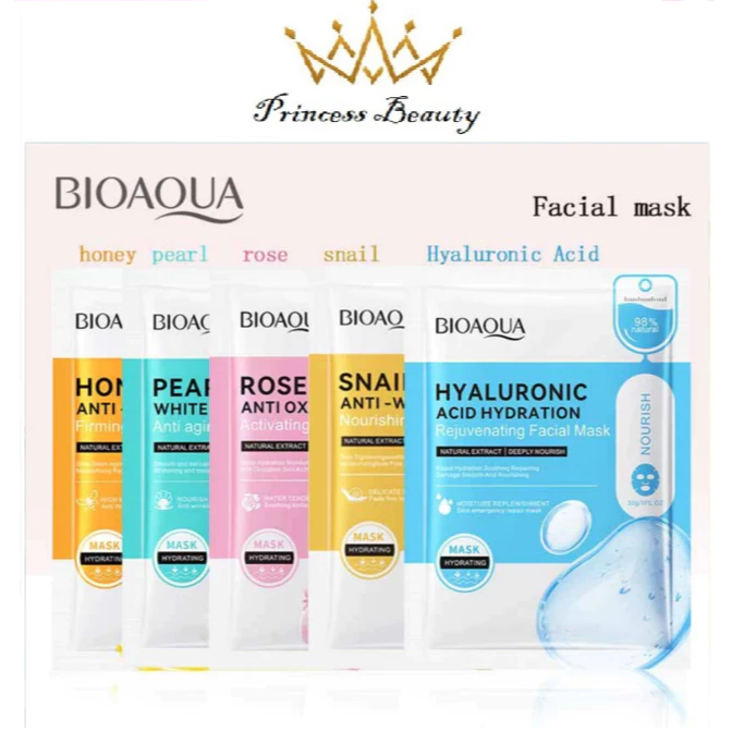 Set 5 Mặt Nạ BIOAQUA Facial Mask Chiết Xuất Tự Nhiên Dưỡng Ẩm Làm Trắng Da Mờ Thâm Princess Beauty