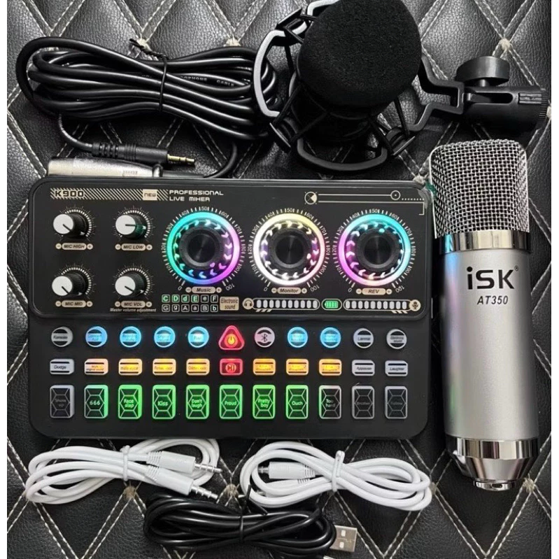Trọn Bộ Sound Card K900 Micro Thu Âm ISK AT350, Combo Thu Âm Livestream Có AutoTune, Bluetooth⁹
