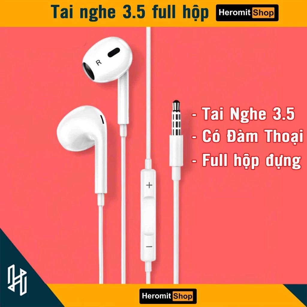 Tai nghe jack 3.5mm , có mic đàm thoại full hộp