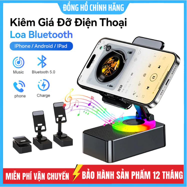 Loa Bluetooth 3 Trong 1 Tích Hợp Sạc Dự Phòng , Làm Loa Phát Nhạc, Giá Đỡ Điện Thoại Chống Trượ