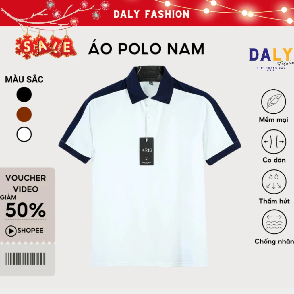Áo Polo Nam Nữ DaLy , Chất Liệu Vải Poly Dệt Kim Cao Cấp Thấm Mồ Hôi, Áo Thun Nam Cổ Bẻ Phối Màu Trẻ Trung- PL5