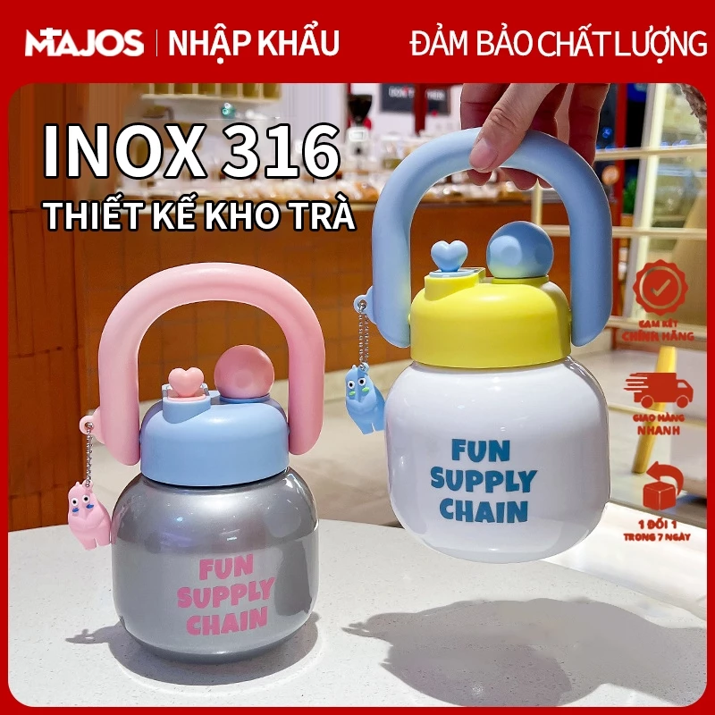 Bình giữ nhiệt có ống hút FUNKEY 680ml, bình giữ nhiệt nóng lạnh inox 316 có lõi lọc trà tiện lợi