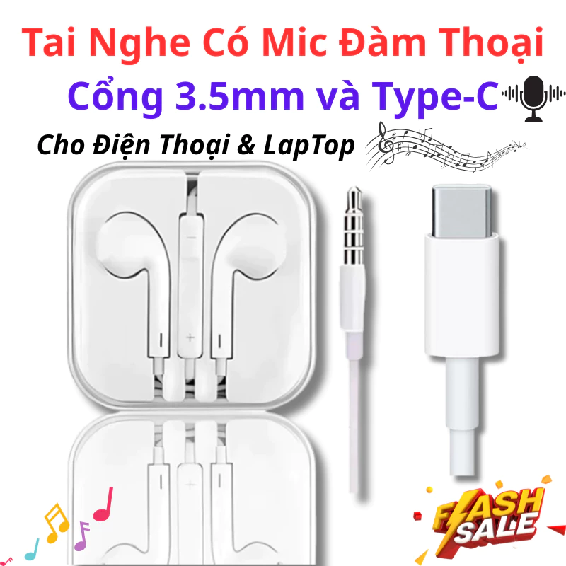 Tai Nghe có dây nhét tai Chân Tròn Jack 3.5mm Tích Hợp Mic Thoại Dùng Cho điện thoai laptop PC