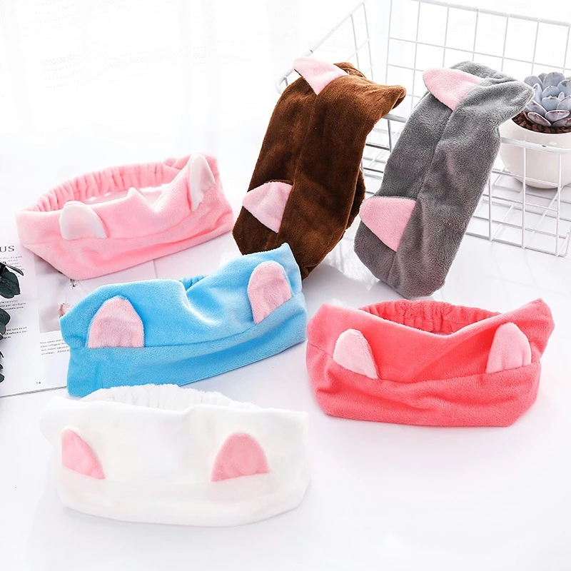 Set 3 Băng đô rửa mặt tai mèo giá rẻ, băng đô cài tóc turban nữ vải nhung chất đẹp mềm mượt Hàn Quốc 88264