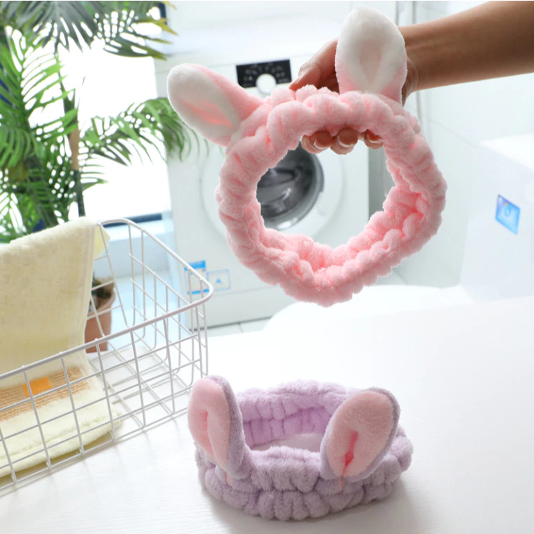 Băng đô tai thỏ Hàn Quốc vành rộng, băng đô rửa mặt trang điểm đắp mặt nạ phụ kiện tóc xinh xắn