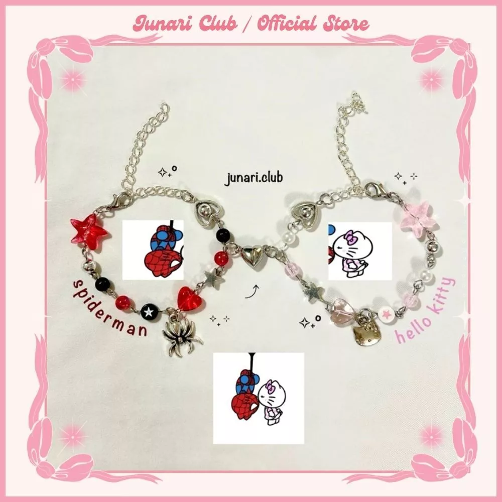 Vòng tay handmade thép không rỉ - Spiderman and Hello Kitty Junari Club