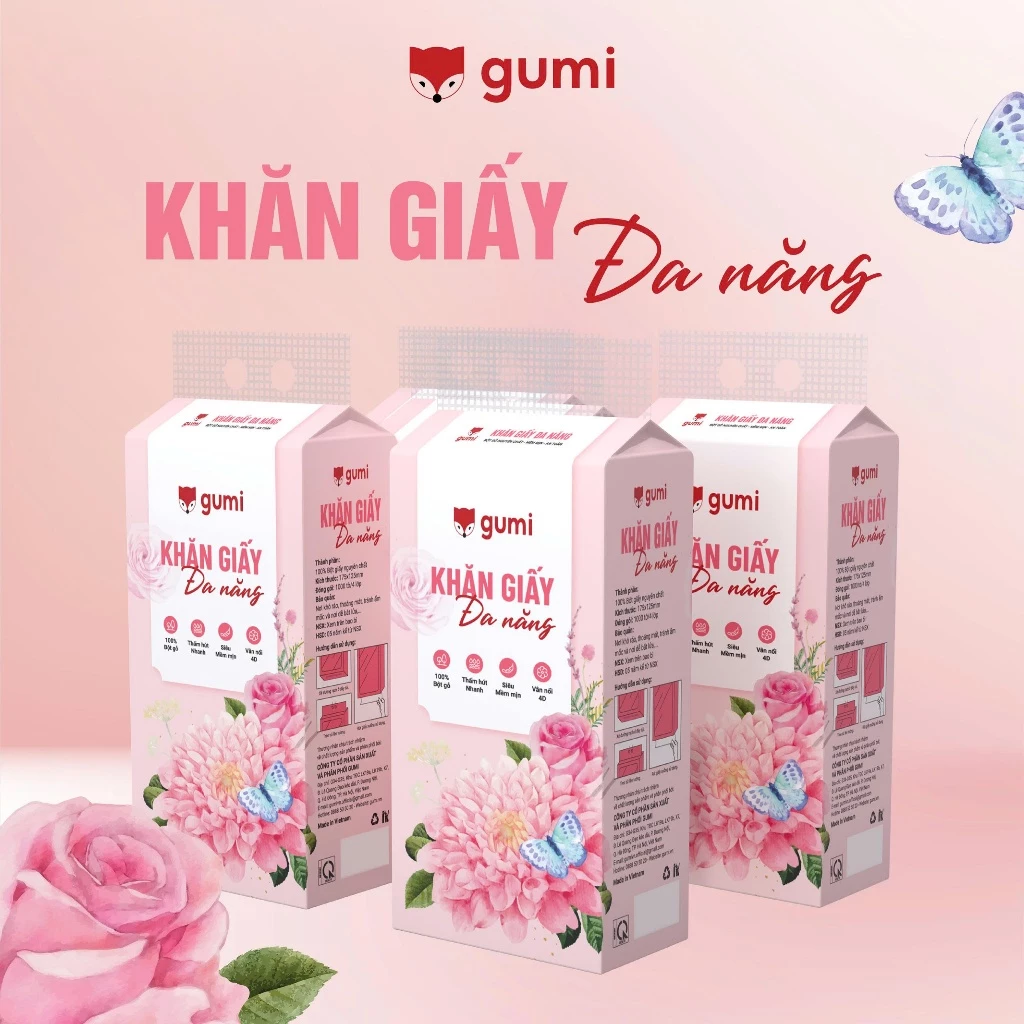 Thùng 10 Bịch Khăn giấy rút Gumi , giấy vệ sinh treo tường 1000 tờ 4 lớp tặng 3 móc treo