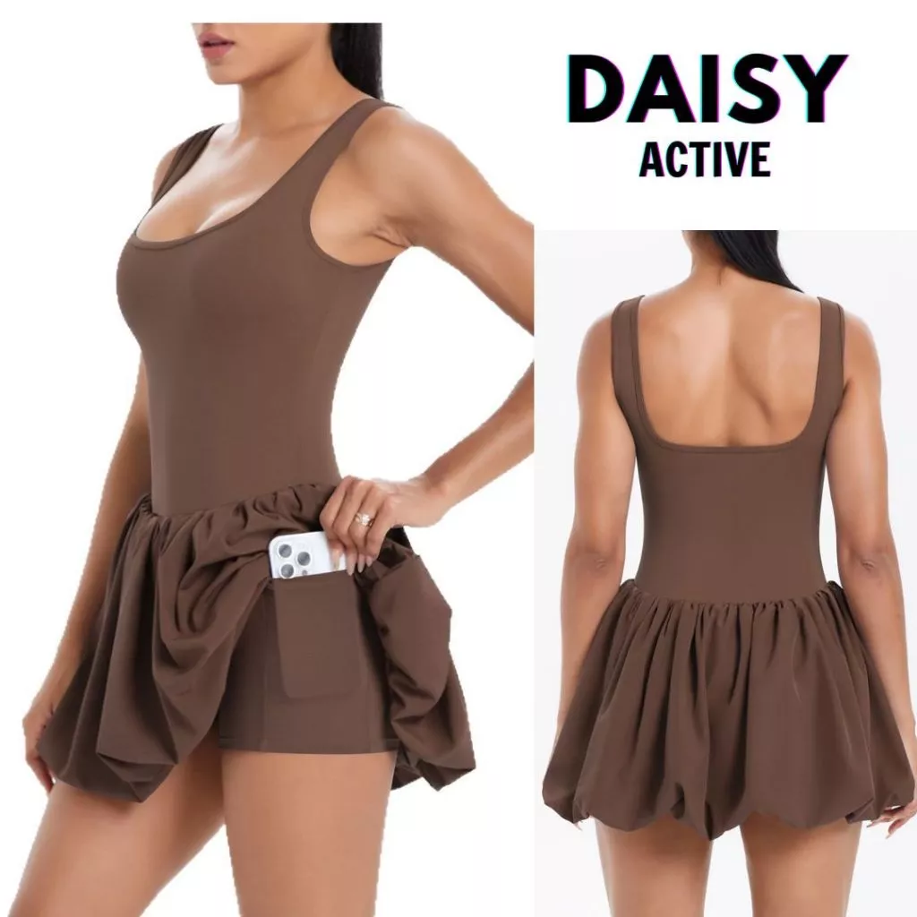 DAISY ACTIVE Đồ tập liền thân tôn dáng nữ - Chất co giãn cao cấp,có quần trong và túi đựng điện thoại