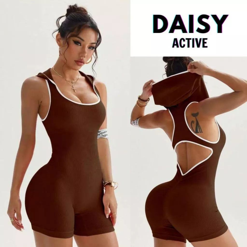DAISY ACTIVE Bộ đồ tập liền thân có mũ Chất liệu co giãn 4 chiều,thấm hút mồ hôi,đường may chắc chắn,tôn dáng hoàn hảo