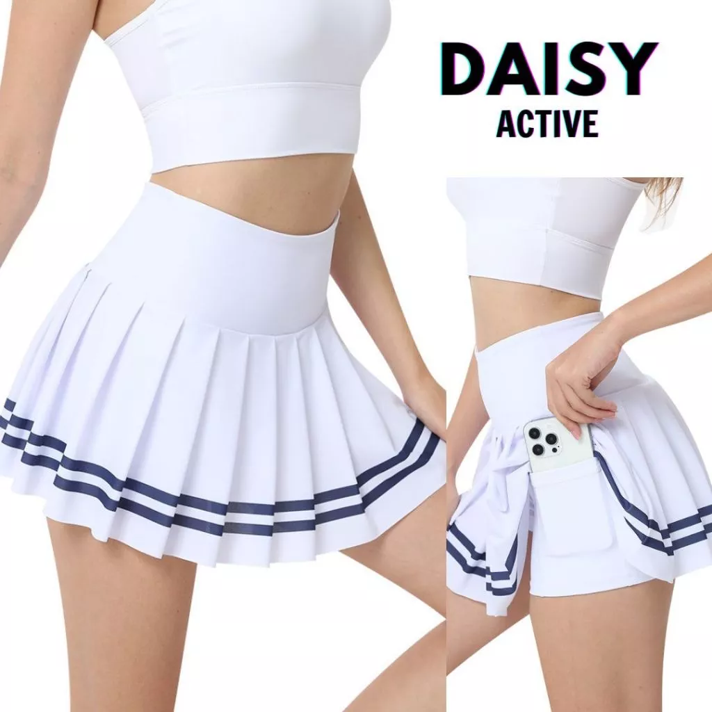 DAISY ACTIVE Chân váy xếp ly tập Tennis Chất thun co giãn 4 chiều,che bụng,tôn eo hack dáng cưc tốt