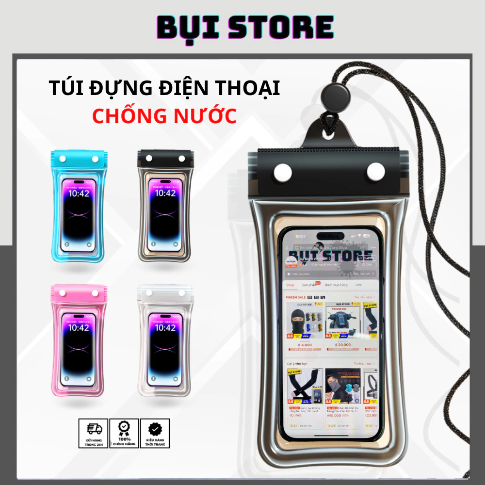 Túi chống nước điện thoại 4 lớp IPX8 – Dùng đi biển, bơi lội, du lịch – Cảm ứng mượt, an toàn tiện lợi khi đi bơi
