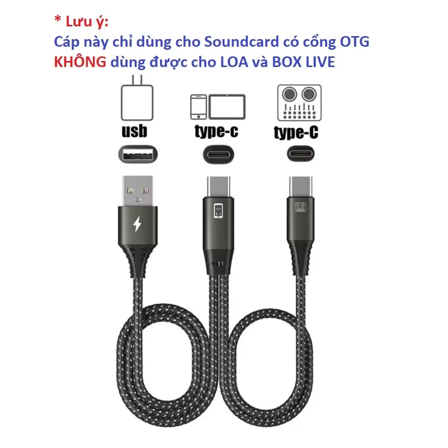 Dây Livestream, thu âm dùng cho Soundcard có cổng OTG, âm thanh stereo sắc nét, vừa sạc vừa Liv