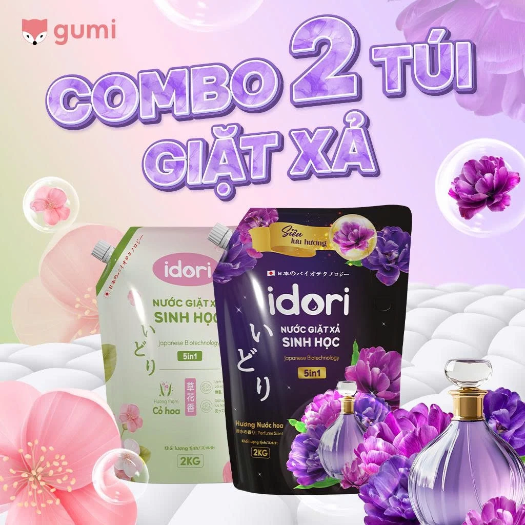 [MUA 1 TẶNG 1] Nước giặt IDORI/ Túi 2kg Hương Cỏ hoa/Nước hoa làm sạch vết bẩn,lưu hương bền lâu hcm