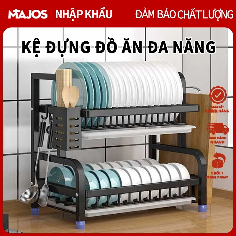 2/3 Tầng Kệ Để Chén Đĩa Giá để đồ nhà bếp giá Thép cacbon chất lượng cao Kệ để bát đĩa, Giá Bát Nhỏ Có Khay Hứng Nước