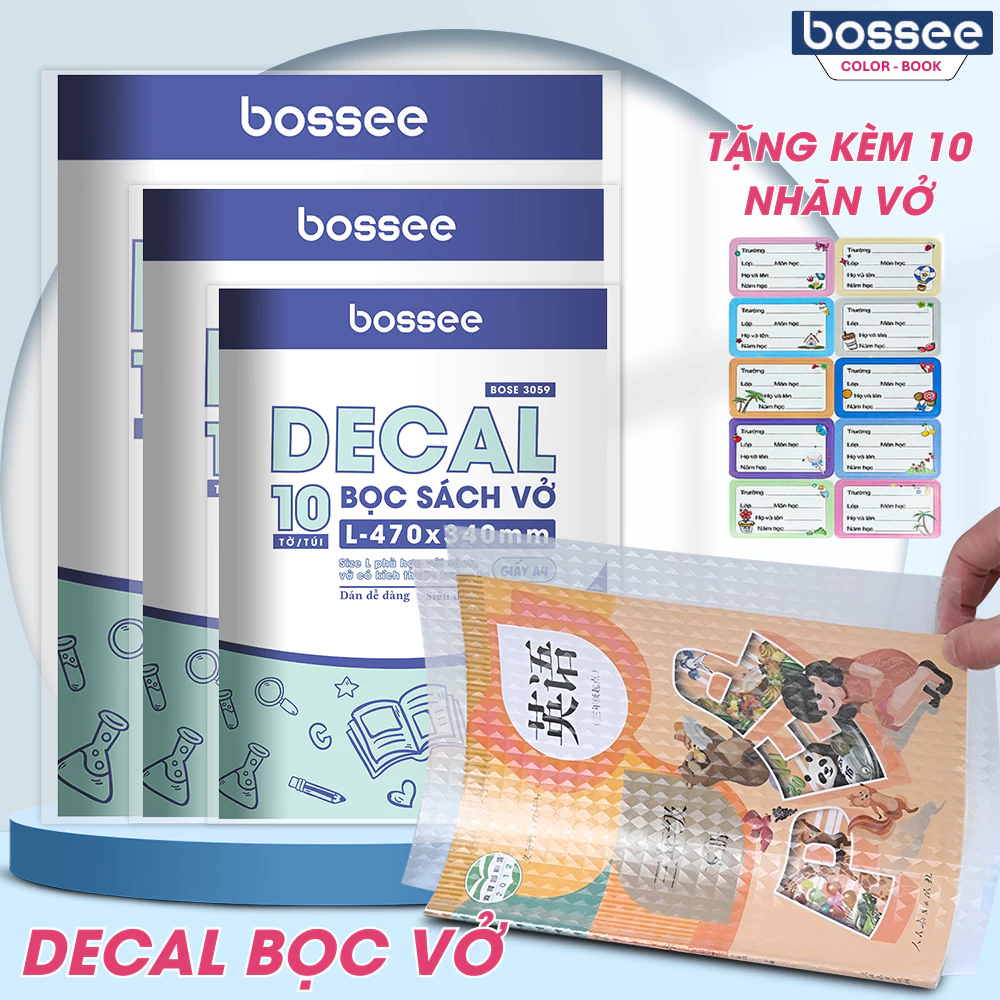 [Tặng nhãn vở] Decal Bọc Vở Chống Nước Chống Xước, Bọc Sách Nhiều Kích Thước Lựa Chọn