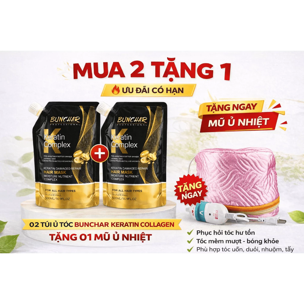 Kem Ủ Tóc Bunchar Keratin Complex 500ml Phục Hồi Hư Tổn – Giảm Gãy Rụng, Mềm Mượt, Thơm Lâu