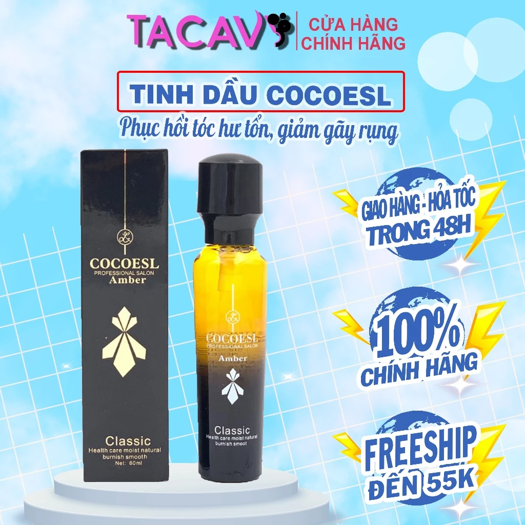 Tinh Dầu Dưỡng Tóc COCOESL Amber 60ml Hương Nước Hoa | Mềm Mượt, Phục Hồi, Ngăn Chẻ Ngọn, Không Bết