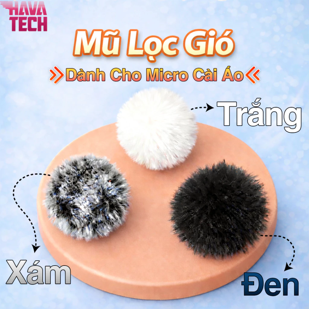 Mũ lọc gió micro cài áo giúp lọc gió hiệu quả khi ngồi quạt livetream gió mạnh, phụ kiện micro