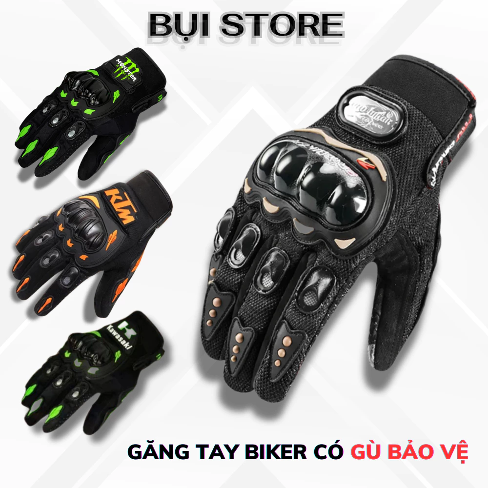 Găng Tay Xe Máy Dài Ngón Probiker, Kaizter Có Gù Bảo Vệ - Bao Tay Phượt Bảo Hộ Cao Cấp Có Đệm Mút Chống Trơn Trượt