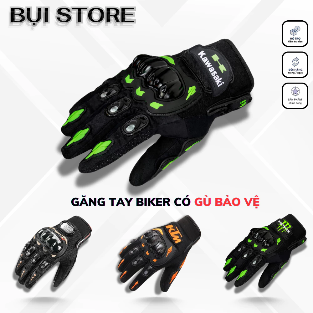Găng Tay Xe Máy Có Gù Phượt Bảo Hộ Cao Cấp Có Đệm Mút Chống Trơn Bao Tay Dài Ngón Bảo Vệ ProBiker, Kaizter