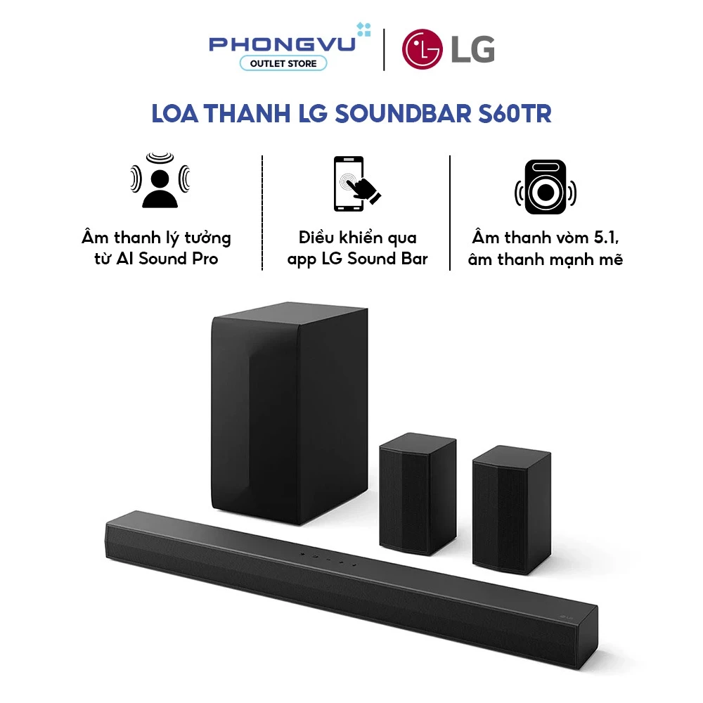 Loa thanh LG Soundbar S60TR - 5.1 Channel - 440W - Dolby Digital - AI Sound Pro - Bảo hành 12 t