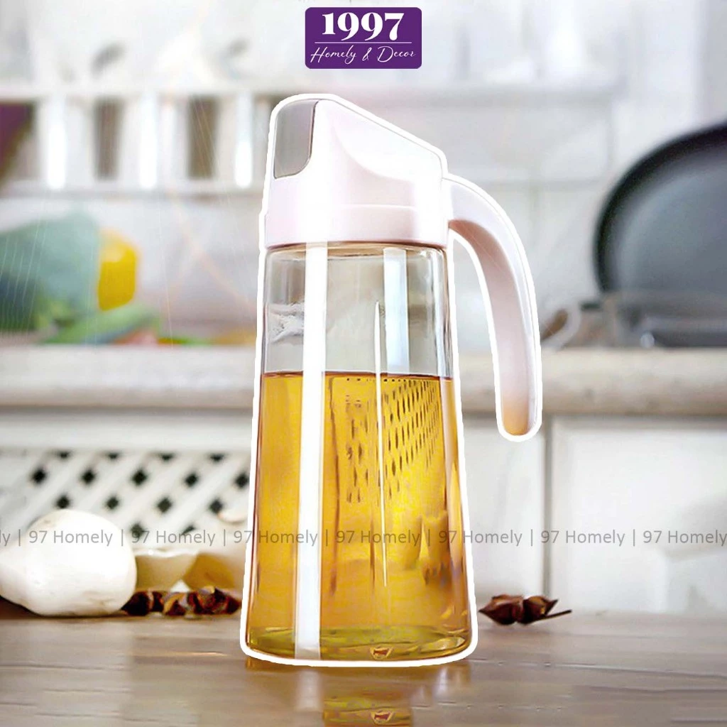 Bình Đựng Dầu Ăn Thủy Tinh Tự Động Mở Nắp Dung Tích 630ml Đựng Nước Mắm Tương 97HOMELY DT240300501