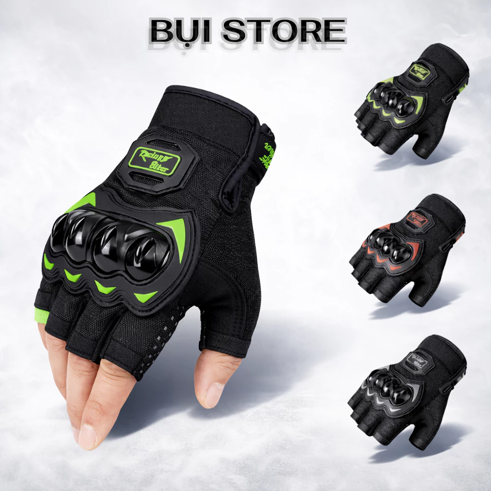 Găng tay cụt ngón có gù, bao tay motor, xe đạp, xe máy, phượt, thể thao, tập tạ Racing Biker