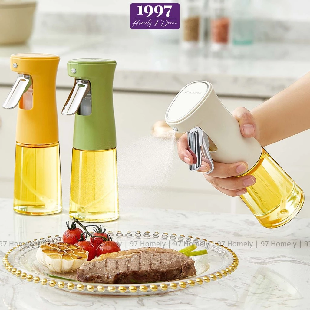 Bình Xịt Dầu Ăn Thủy Tinh 97HOMELY Dạng Bóp Dung Tích 200ml Cao Cấp Phun Dầu Dạng Sương DT260400101