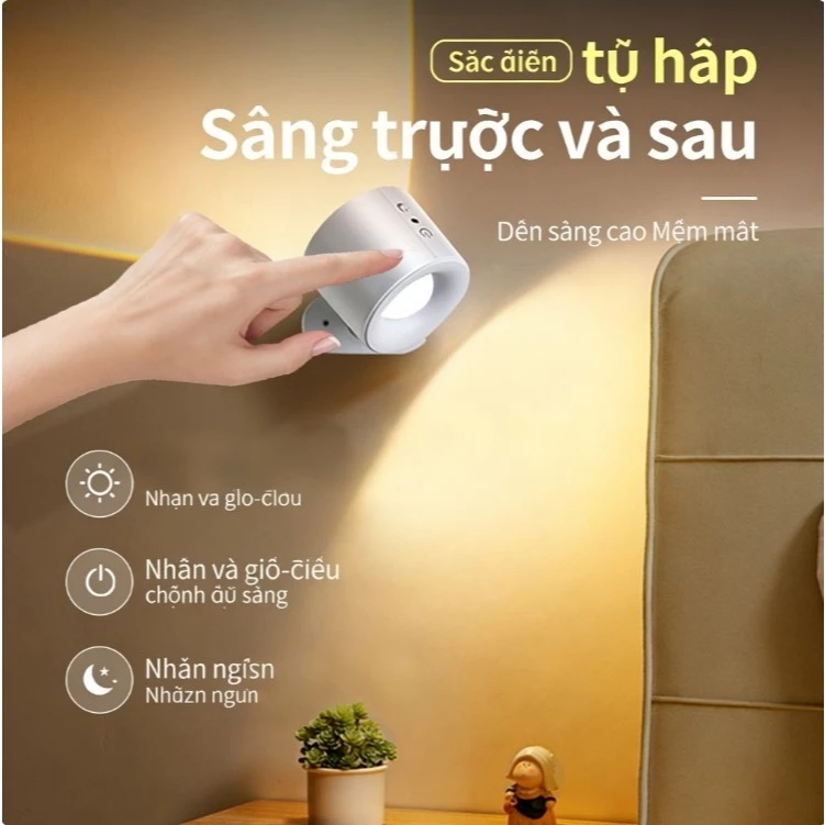 🎨🎨Đèn tường không dây sạc lại được, điều khiển từ xa, 3 nhiệt độ màu, hẹn giờ cảm ứng.