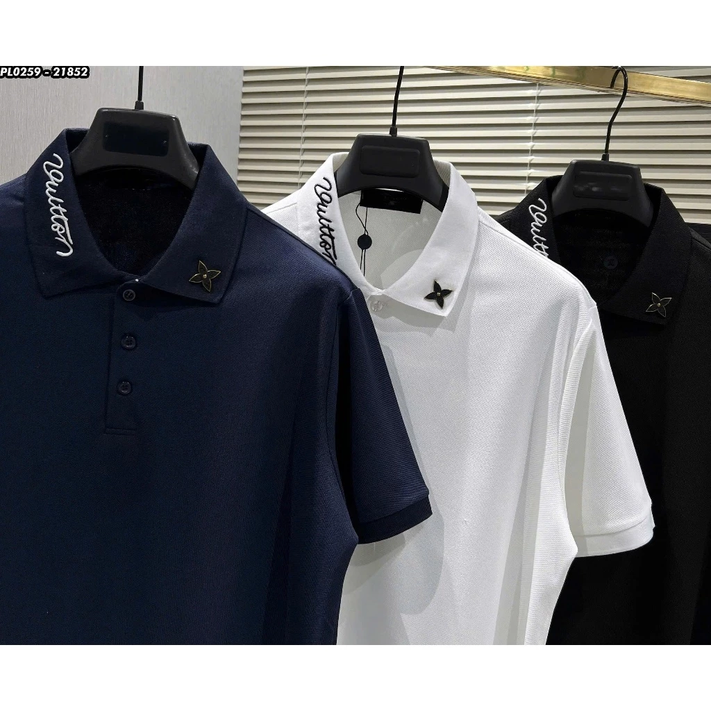 Áo Polo Nam Chất Cotton Gai Đính Hoa 1 Bên Cổ Cao Cấp - Áo Polo Nam HÀNG QC-2026-