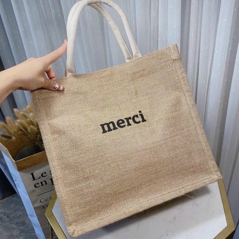 Túi cói merci lót đệm đáy giữ form chắc chắn túi cói thời trang đi biển dạo phố