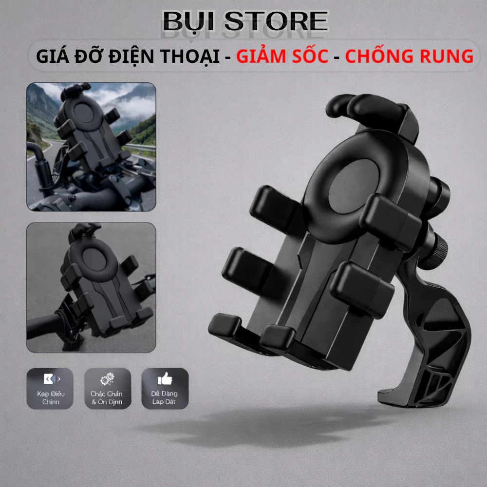 Giá Kẹp Điện Thoại Xe Máy Giá Đỡ Bạch Tuộc Kẹp Điện Thoại Xe Đạp Xe Máy/Xe Đạp Xoay 360 Độ, Túi Khí Giảm Xóc Chống Rung