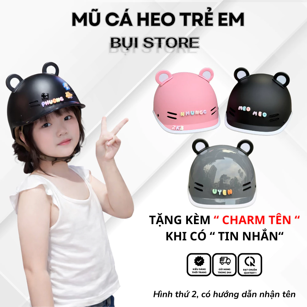 Nón Bảo Hiểm Kiểu Dáng Cá Heo Dành Cho Trẻ Em 5-12 Tuổi Tặng Kèm Phụ Kiện, Mũ Bảo Hiểm Đạt Chuẩn, Bảo Hành 12 Tháng