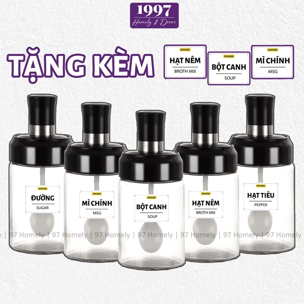 [Combo 5] Lọ Gia Vị Kèm Thìa Thủy Tinh 97HOMELY Chất Liệu Cao Cấp Kèm Thìa Múc Gia Vị DT240306001