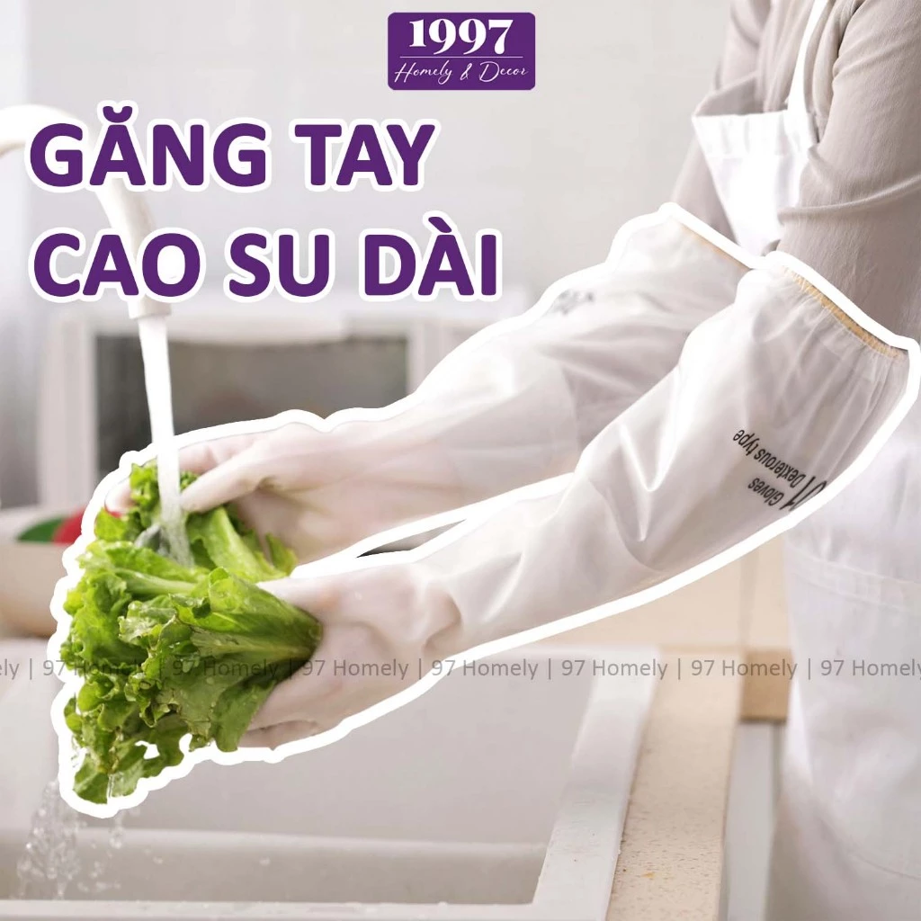 Găng Tay Cao Su Rửa Chén Dáng Dài Chít Gấu 97Homely Rửa Bát Dọn Dẹp Chống Bẩn DT240301401