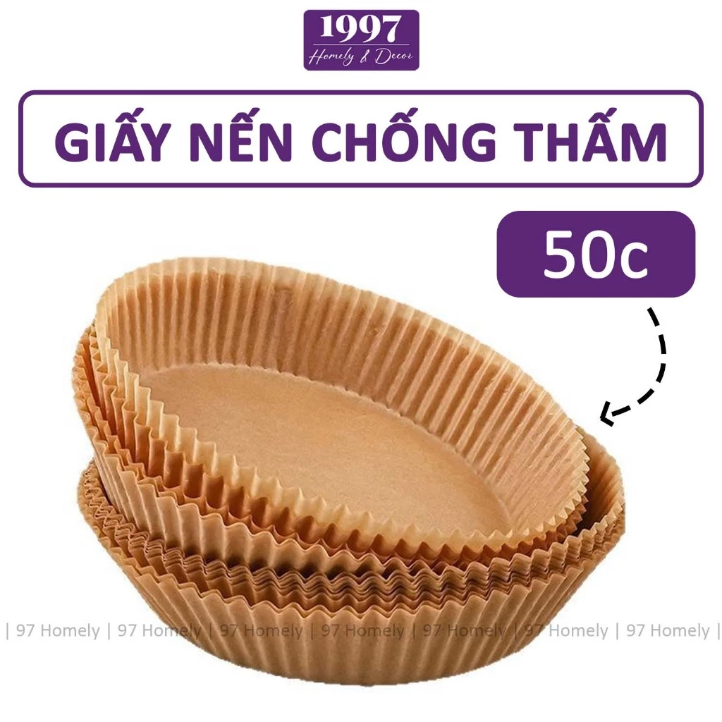 Giấy Nến Cho Nồi Chiên Không Dầu Set 50 Chiếc Chống Thấm Làm Bánh Chiên Rán 97HOMELY DT240304001