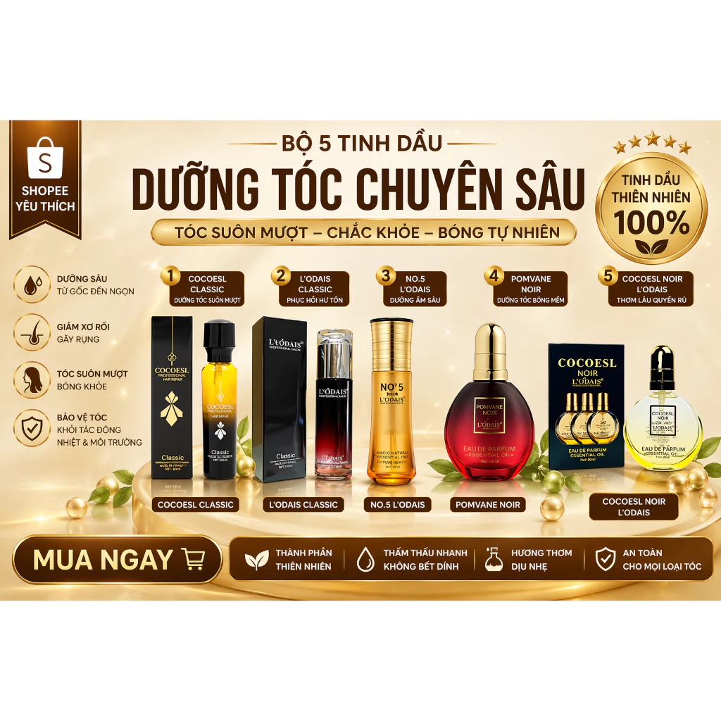 Combo 5 Tinh Dầu Dưỡng Tóc Cao Cấp – Serum Dưỡng tóc Phục Hồi Khô Xơ,Giảm Rụng,Tóc Mượt Chuẩn Salon