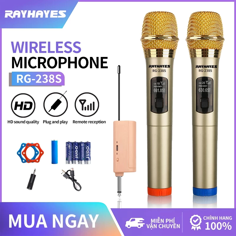 Bộ Micro Không Dây Karaoke RAYHAYES RG-238 Cho tất cả LOA, AMPLI - Bảo hành 12 tháng