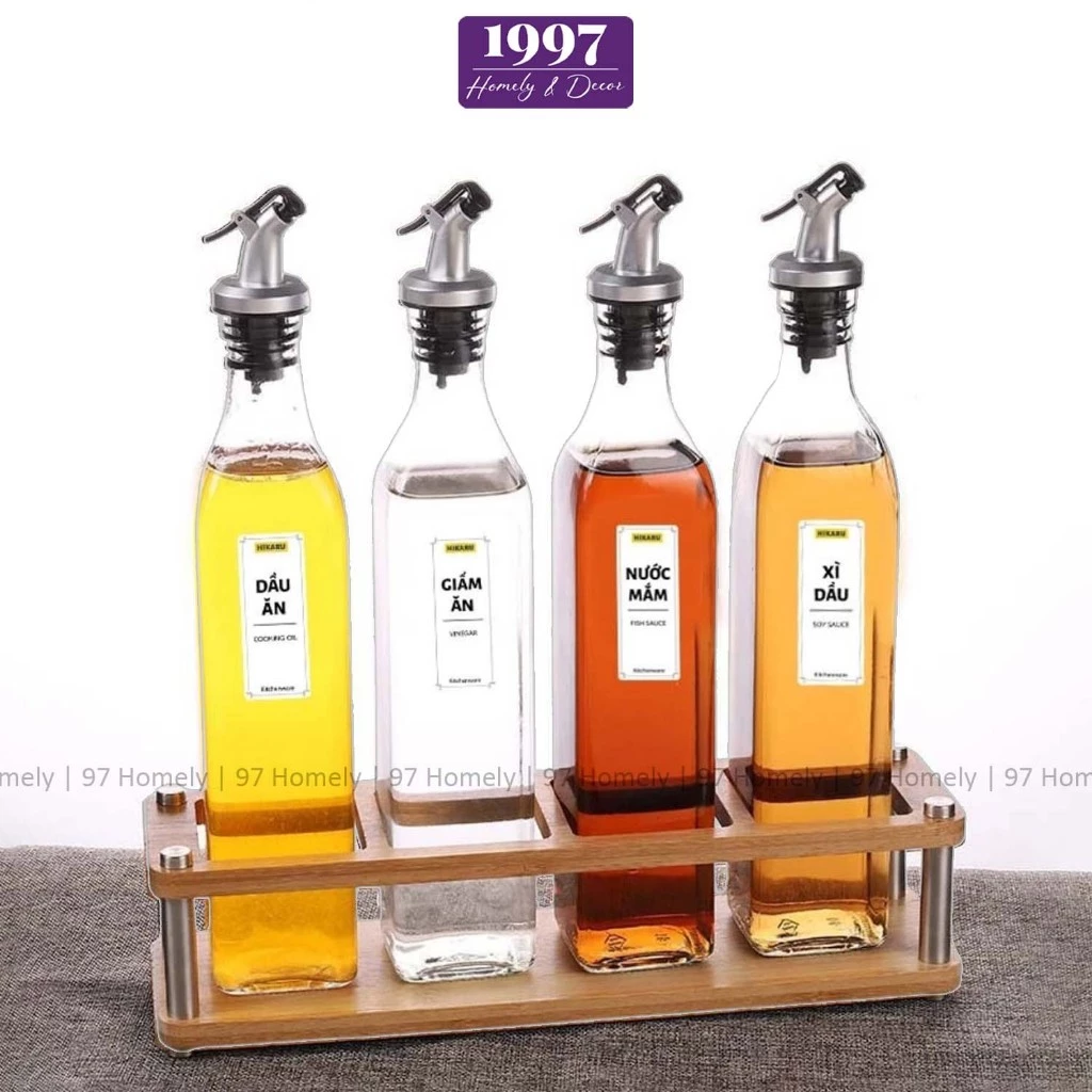 [Combo 4] Chai Đựng Dầu Ăn Nước Mắm Thủy Tinh 97HOMELY Tặng Vòi Rót Và Nhãn Dán DT240305501