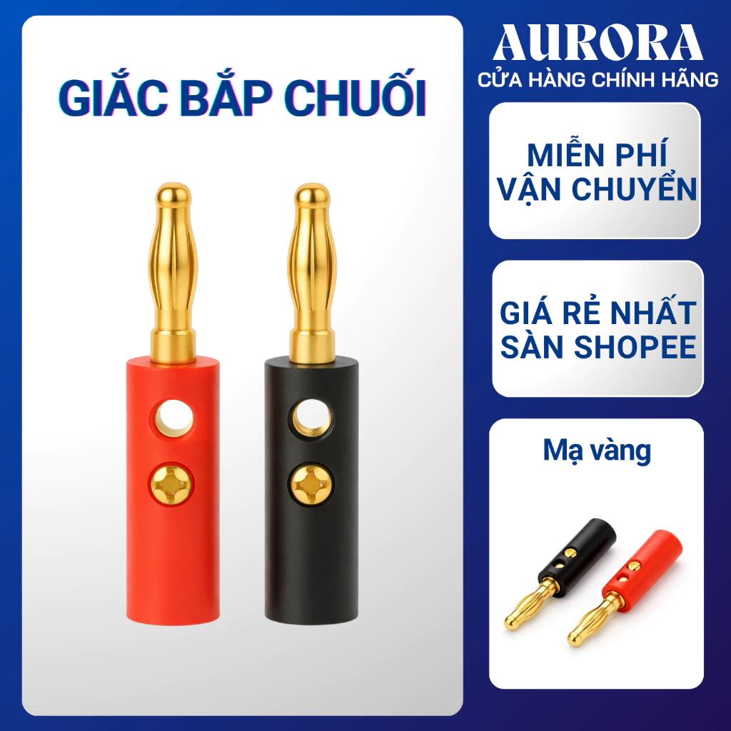 Jack Bắp Chuối Mạ Vàng Đỏ Đen 4mm L1 – Sử Dụng Cho Amply, Loa, Dàn Karaoke