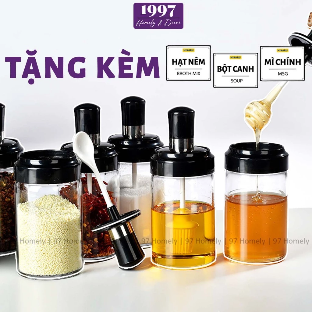 [Combo 10] Lọ Gia Vị Thủy Tinh Kèm Thìa Thủy Tinh 97 Homely Chất Liệu Chịu Nhiệt DT240306001