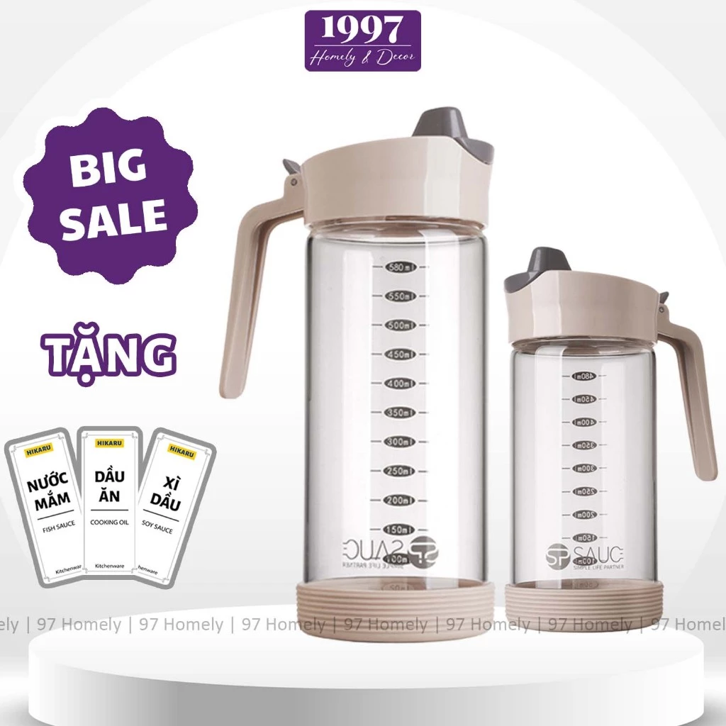 Bình Thủy Tinh Có Vòi Tích Hợp PHỄU Rót Dầu Ăn Nước Mắm Gia Vị Tiện Lợi 97Homely Chai Thủy Tinh Đựng Gia Vị Thông Minh