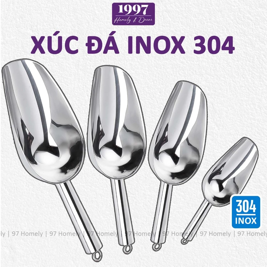 Xúc Đá Inox 304 Loại Dày Nhiều Kích Cỡ Có Móc Treo Có Tay Cầm Xúc Đá Xúc Hạt 97HOMELY DT260500501