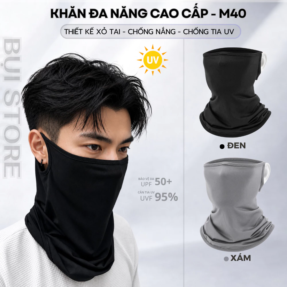 Khăn Đa Năng Cao Cấp Xỏ Tai M40 Chống Nắng, Khăn Ống Chống Bụi Đi Phượt, Co Dãn 4 Chiều, Thoải Mái, Thoáng Mát