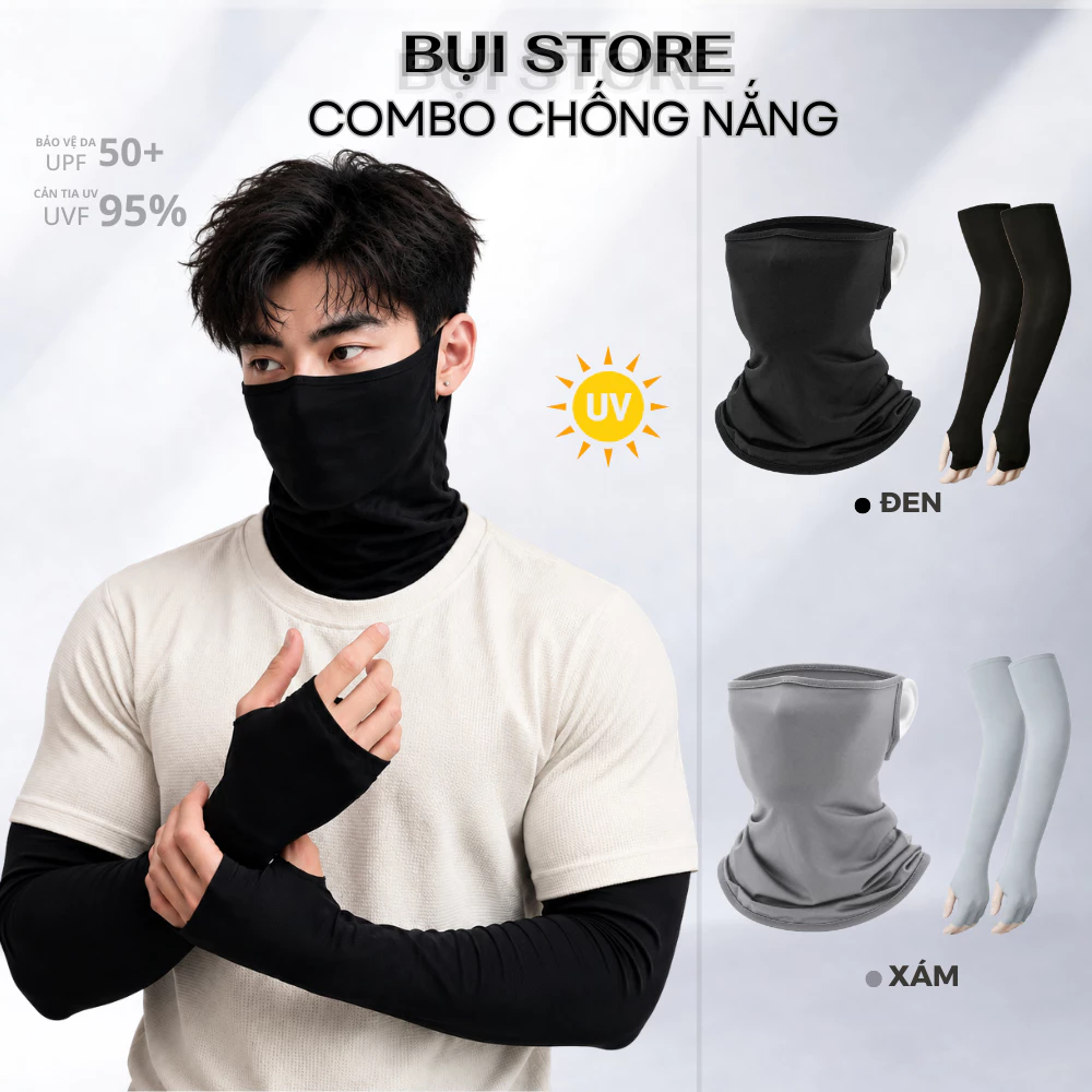 Găng Tay Chống Nắng & Khăn Đa Năng Dày Chống Nắng Chống Tia UV - Vải Cao Cấp Thoáng Mát, Co Dãn Siêu Tốt Hicool & M40