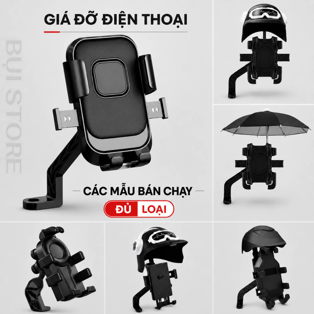 Giá Đỡ Điện Thoại Gắn Xe Máy có Mũ Bảo Hiểm che mưa che nắng, Chống Cướp Cực Chắc Chắn
