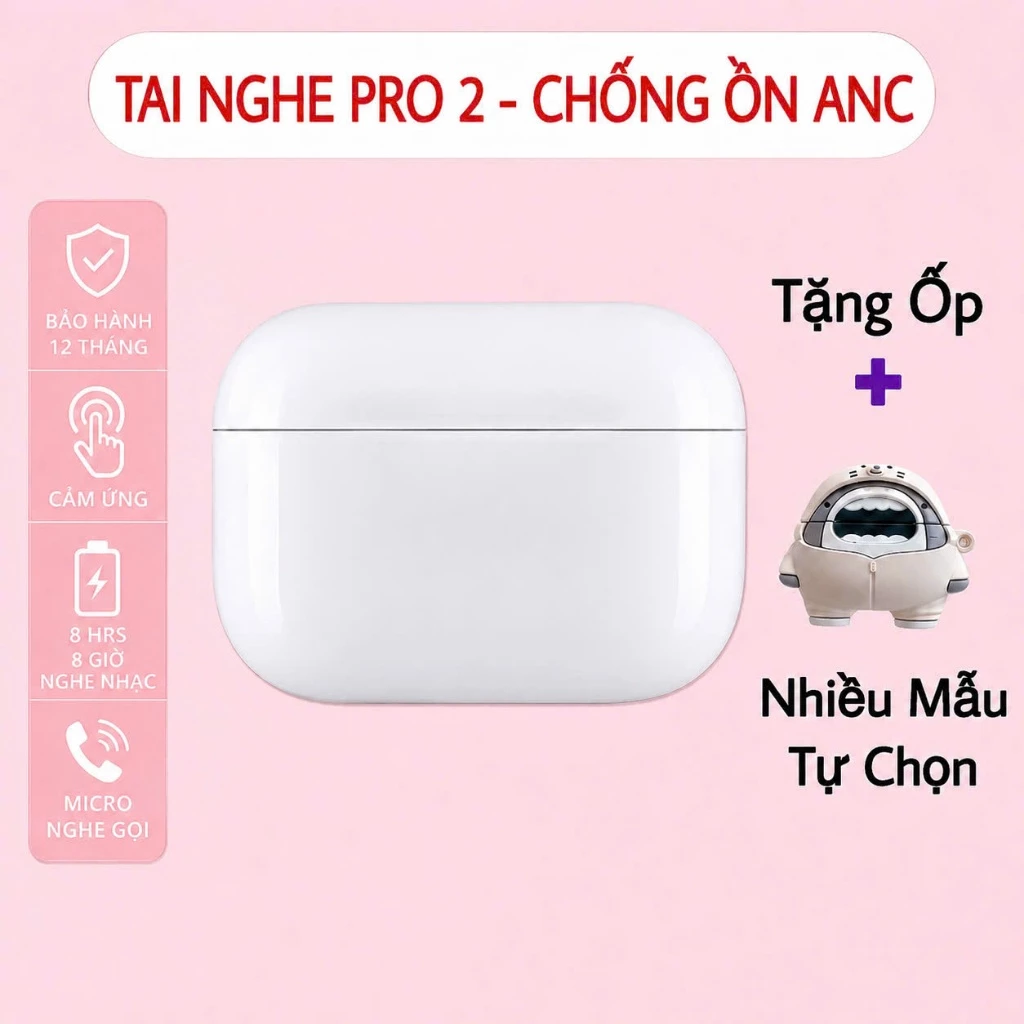 Tai Nghe Không Dây Bluetooth Pro 2 Bass Căng Chống Ồn Định Vị Google Map Đổi Tên Cảm Ứng Bảo Hà