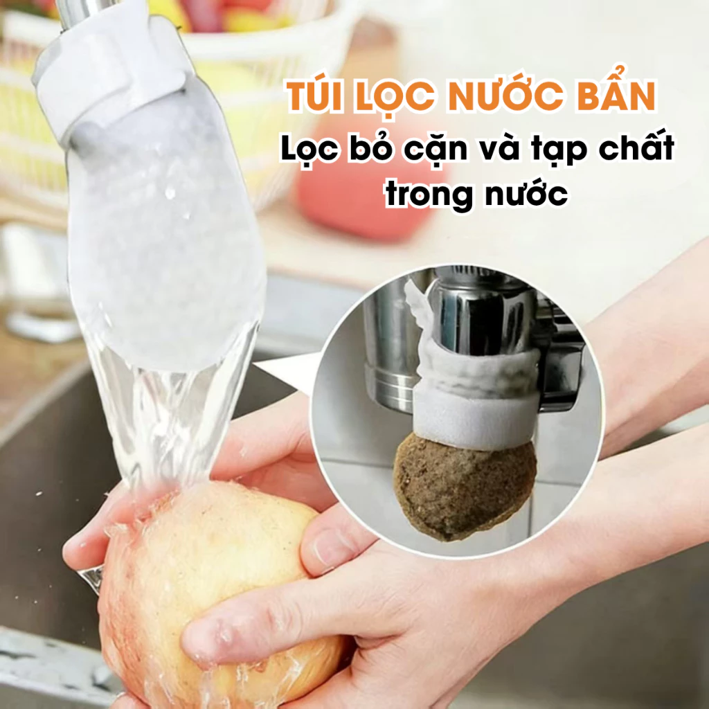 Combo 50 Túi lọc vòi nước đa năng, Khăn lọc nước, lọc cặn đất có thể tháo rời cho vòi bếp, phòng tắm Life plus