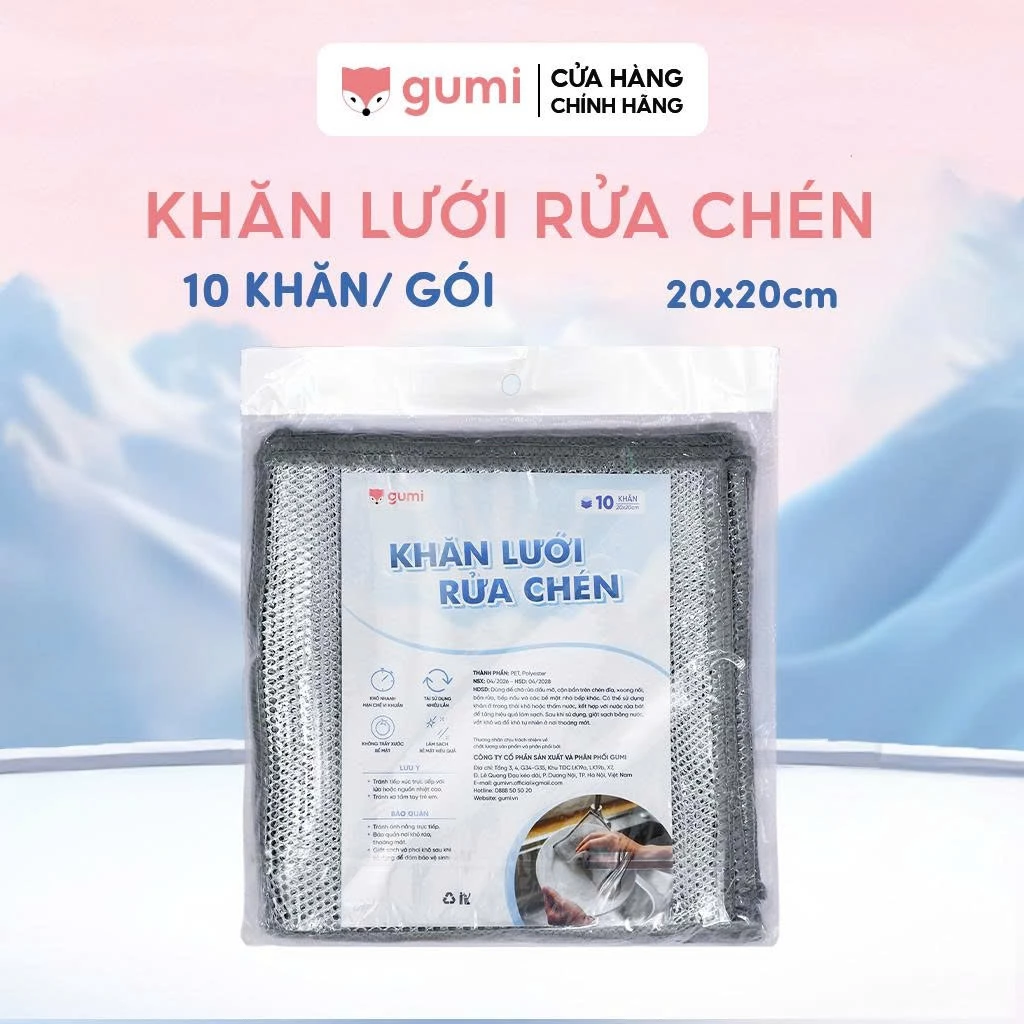 Khăn Rửa Chén Dạng Lưới GUMI Cao Cấp – Đánh Bay Cặn Bẩn, Nhanh Khô, Dùng Cho Nhà Bếp