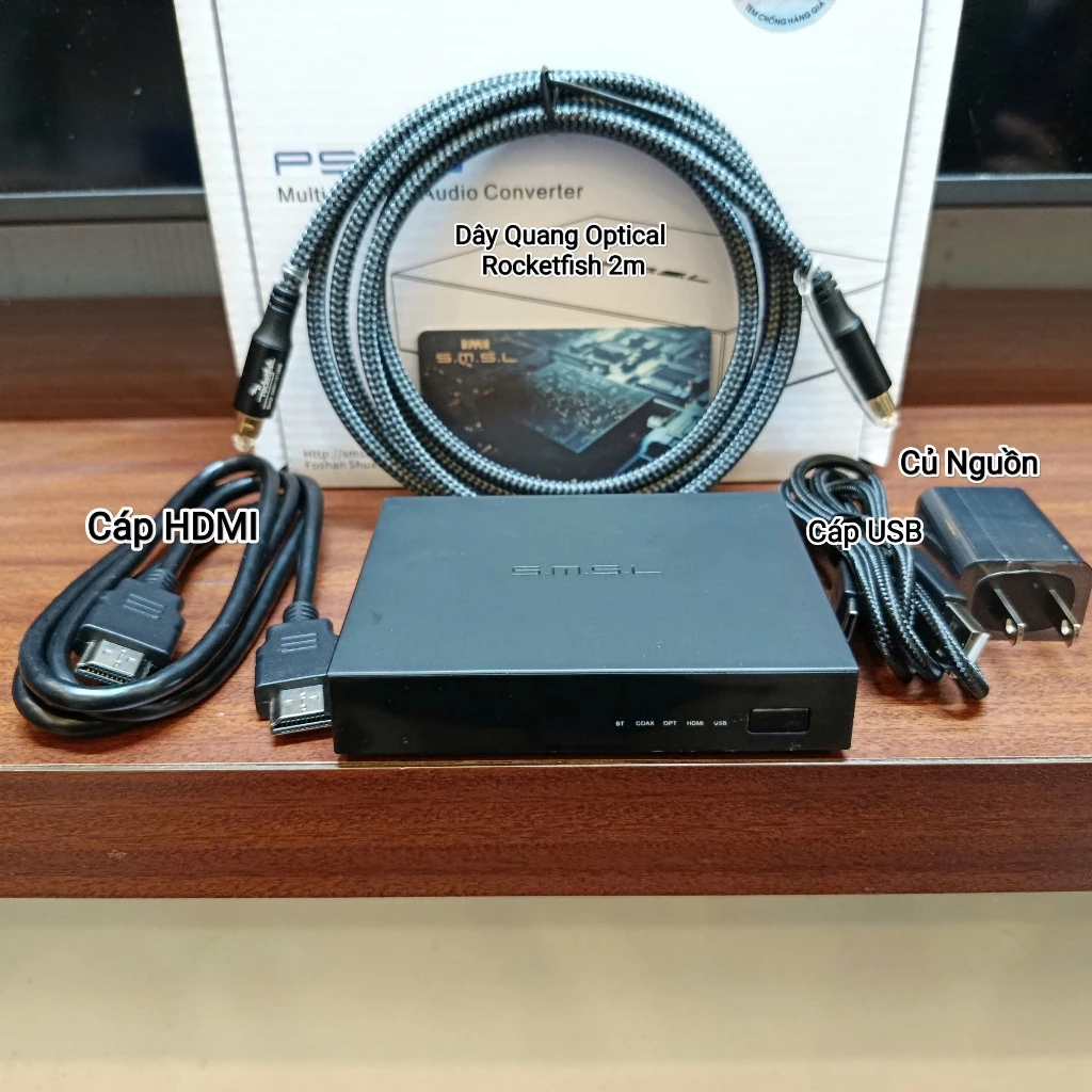 DAC SMSL PS100 Giải Mã Âm Thanh Cổng HDMI ARC, USB, OPT, COX, Bluetooth Chip ES9023
